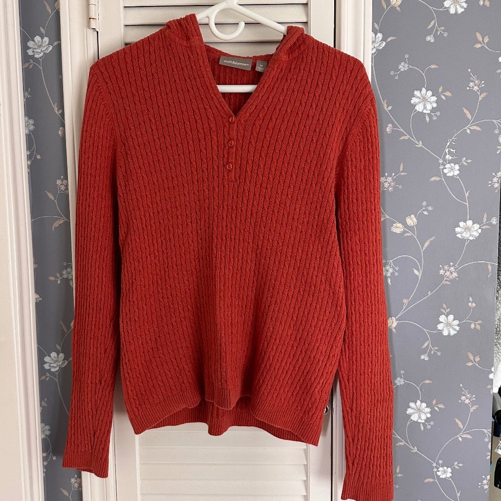 Croft & Barrow Burnt Orange Hoodie Sweater, Women's Medium